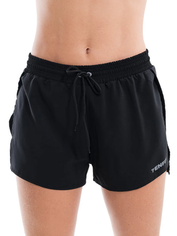 Short deportivo negro mujer TENFIT Fly Run - vista frontal