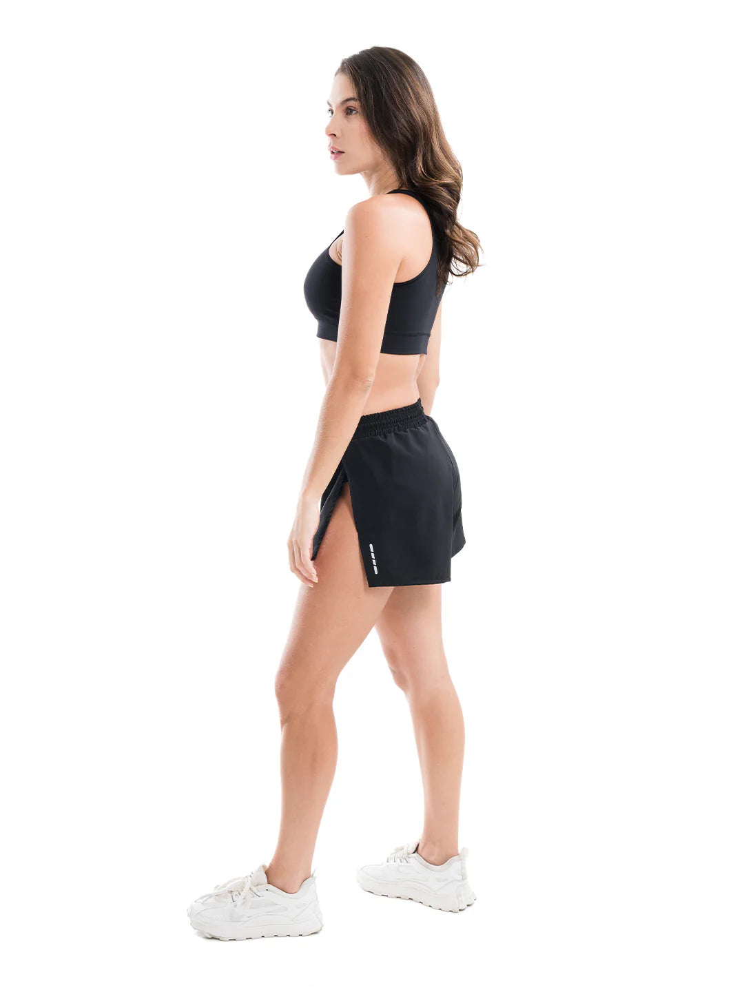 Short deportivo negro tiro alto mujer - TENFIT Colombia