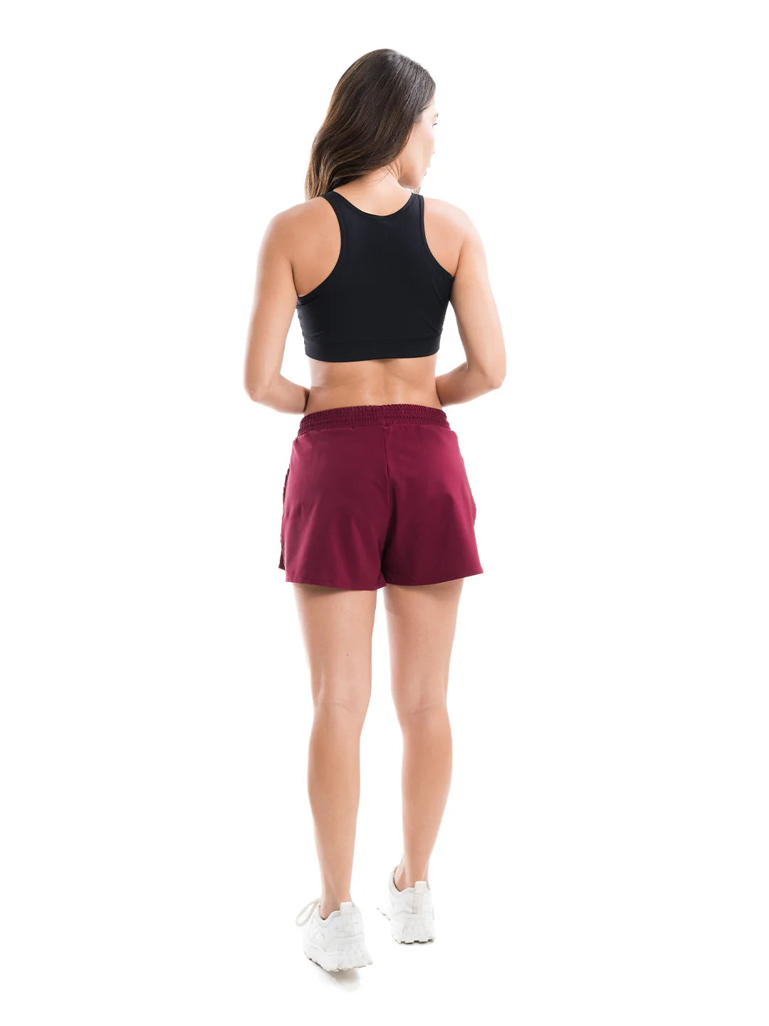 Short running vinotinto mujer TENFIT - vista trasera