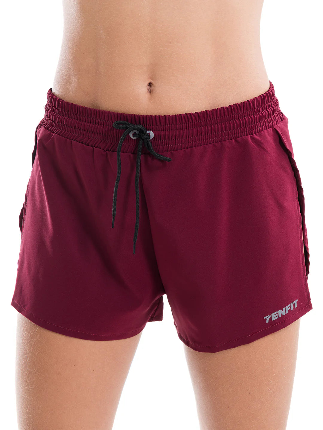 Short deportivo vinotinto mujer TENFIT Fly Run - vista frontal