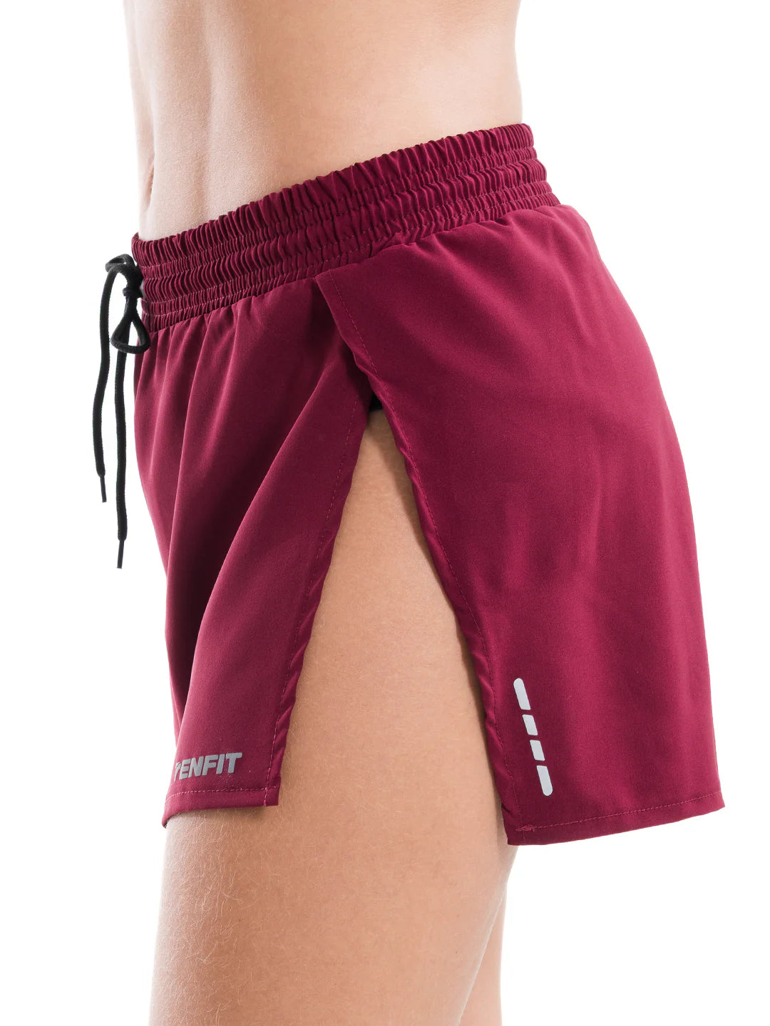 Pantaloneta deportiva vinotinto mujer TENFIT - vista lateral