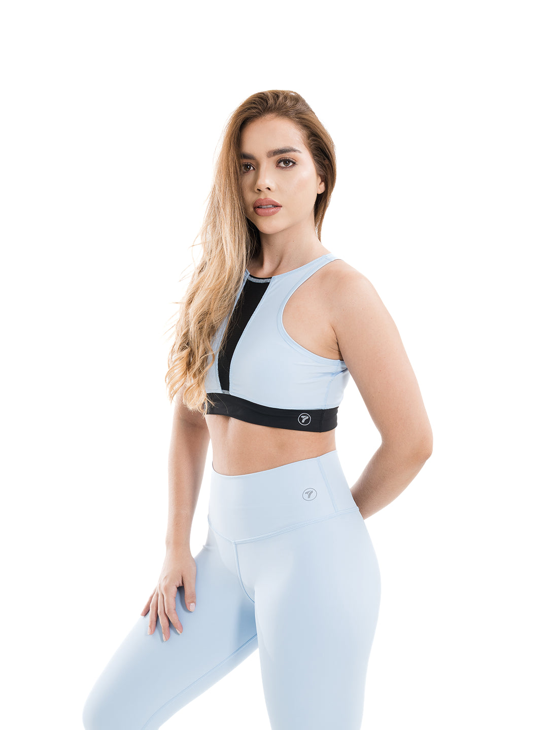Ropa deportiva azul celeste mujer Colombia conjunto nylon TENFIT