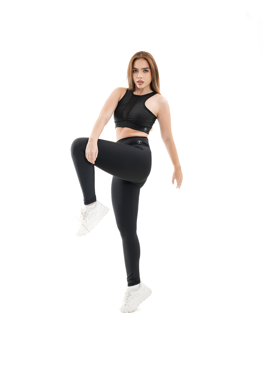 Conjunto nylon negro mujer definición silueta entrenamiento TENFIT