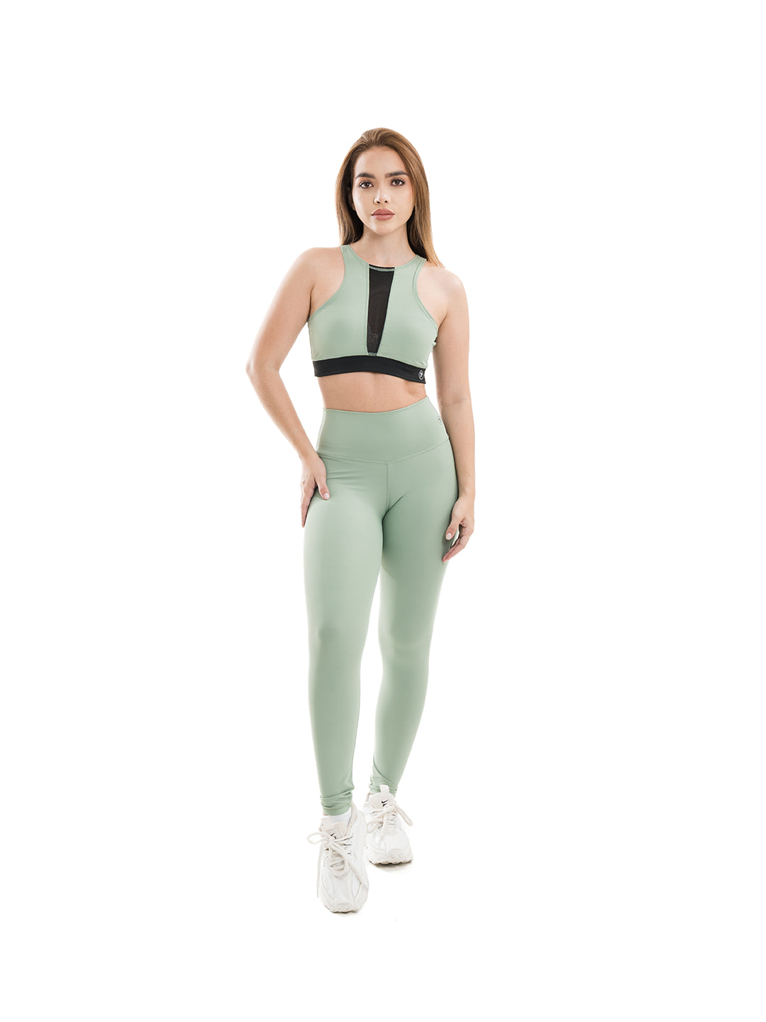 Conjunto gym verde oliva mujer licra nylon Colombia TENFIT