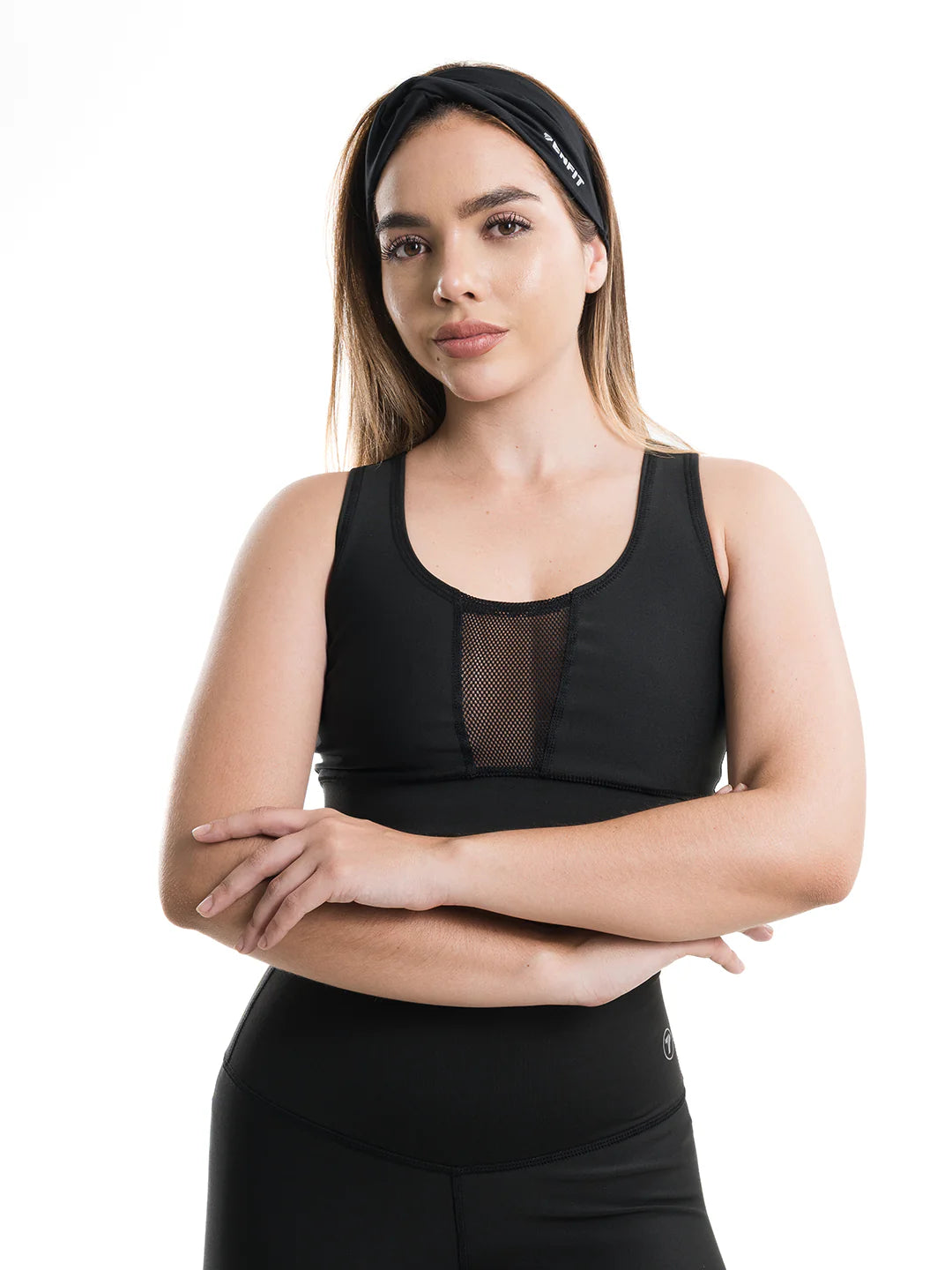 Diadema deportiva negra mujer TENFIT ajuste firme entrenamiento gym