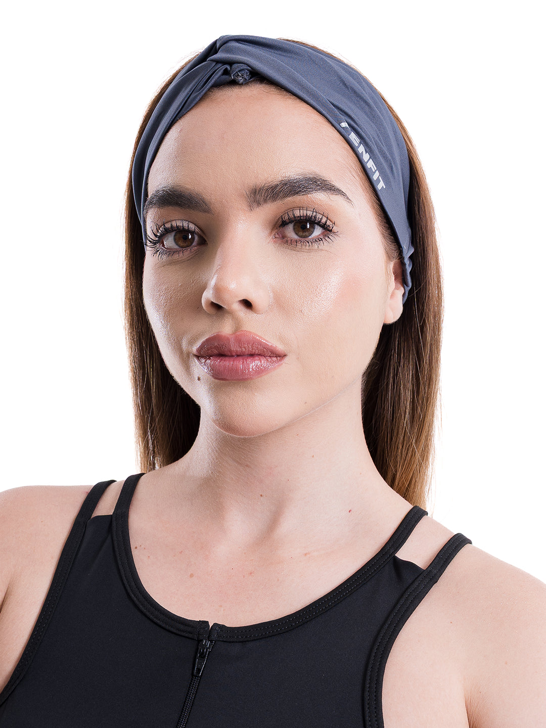 Banda deportiva gris oscuro mujer Flexband TENFIT resorte antideslizante