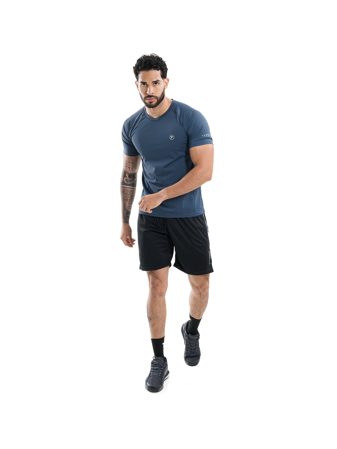 Camiseta gym hombre azul índigo secado rápido TENFIT