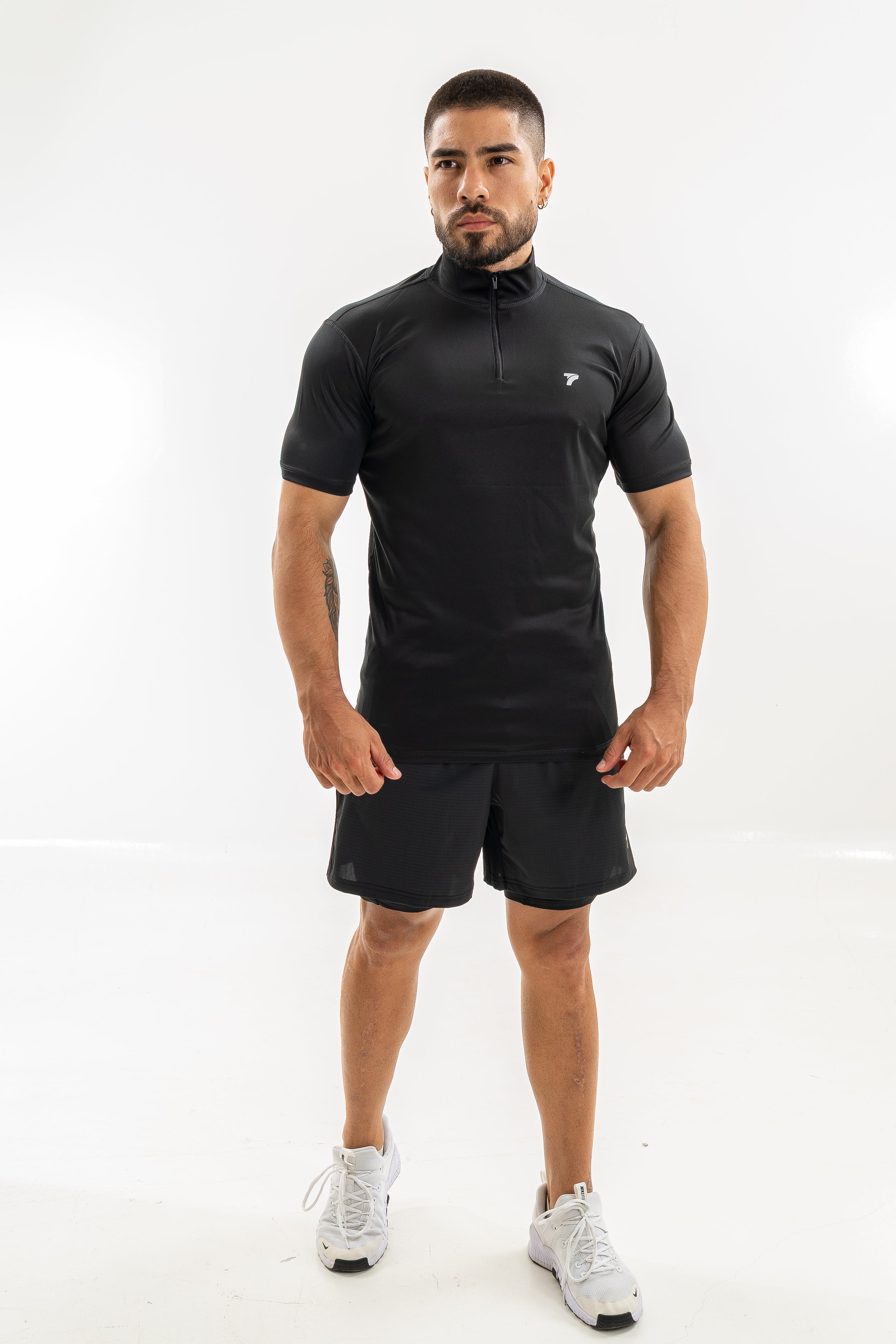 Pantaloneta Deportiva Hombre con Licra Interna Runback- Negro