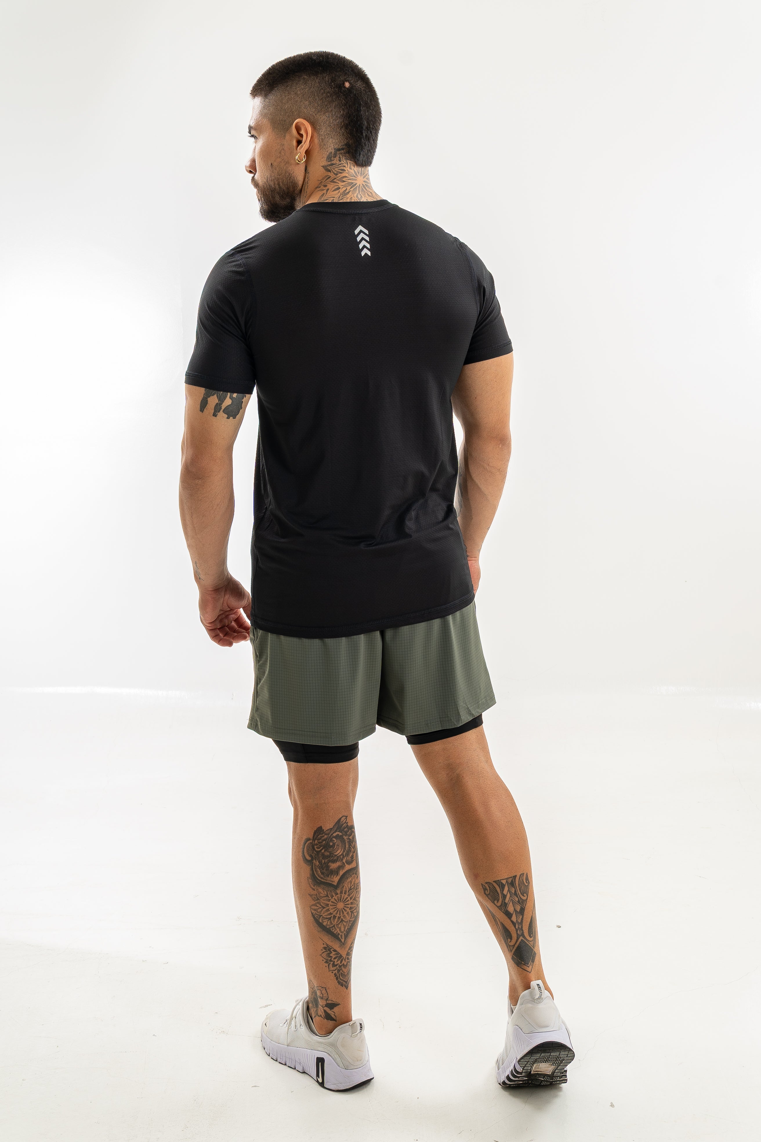Pantaloneta Deportiva Hombre con Licra Interna Runback- Verde Militar
