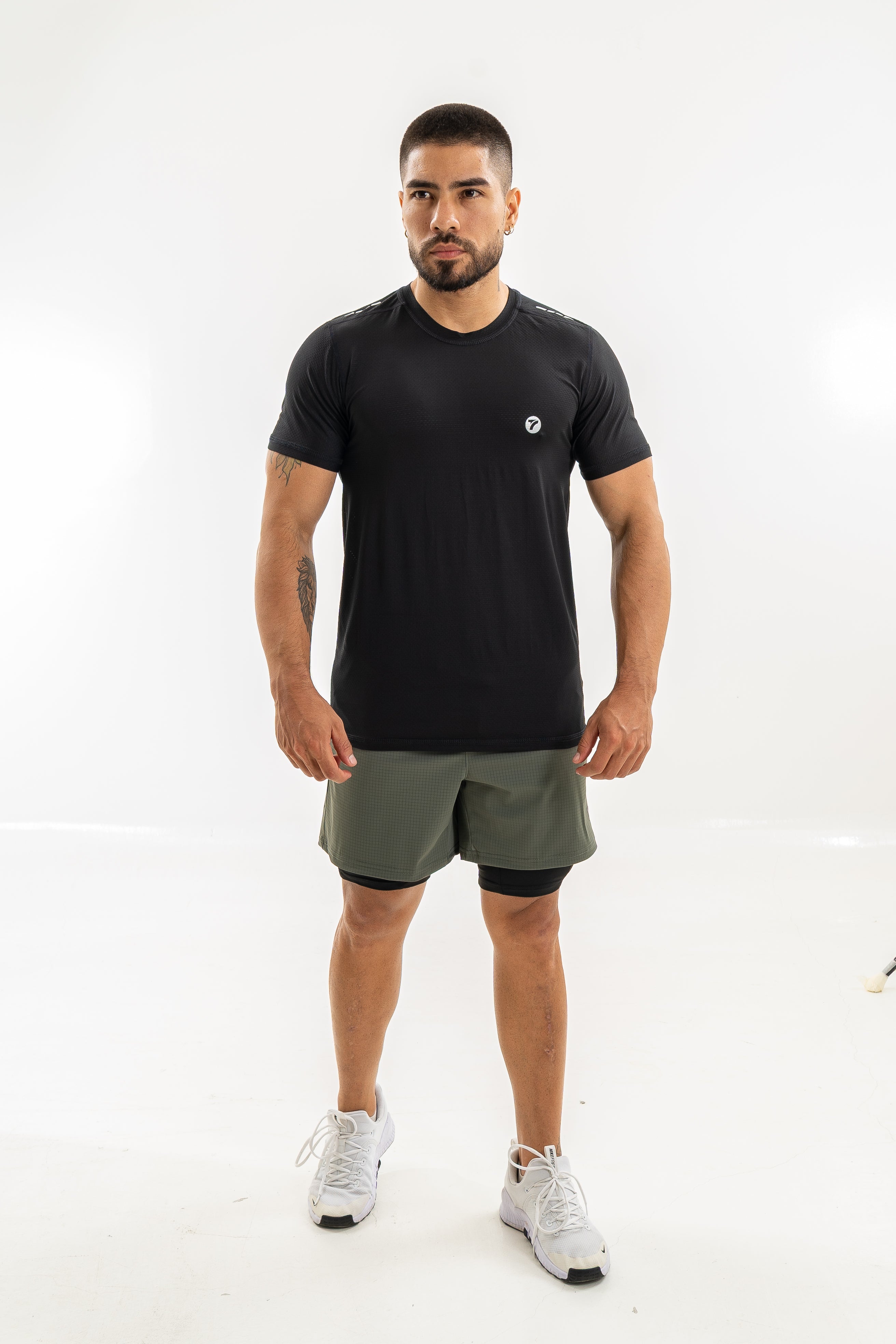 Pantaloneta Deportiva Hombre con Licra Interna Runback- Verde Militar