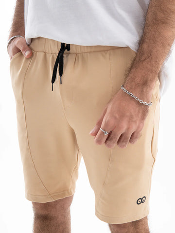 Pantaloneta urbana caqui claro hombre TENFIT detalle frente