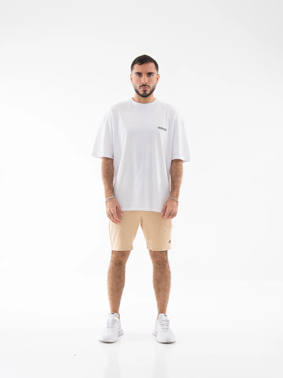 Pantaloneta caqui claro hombre TENFIT frente completo