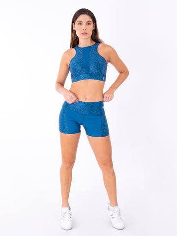 Top deportivo azul petróleo mujer frente sublimado – TENFIT