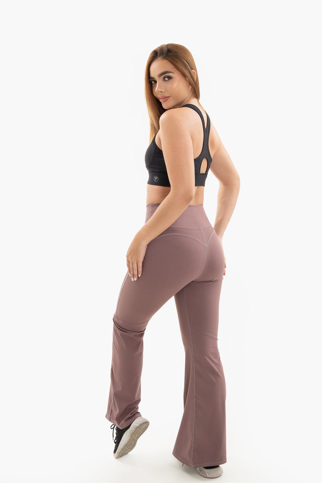 Leggins deportivos de Mujer Bota Ancha Control - Mora en leche