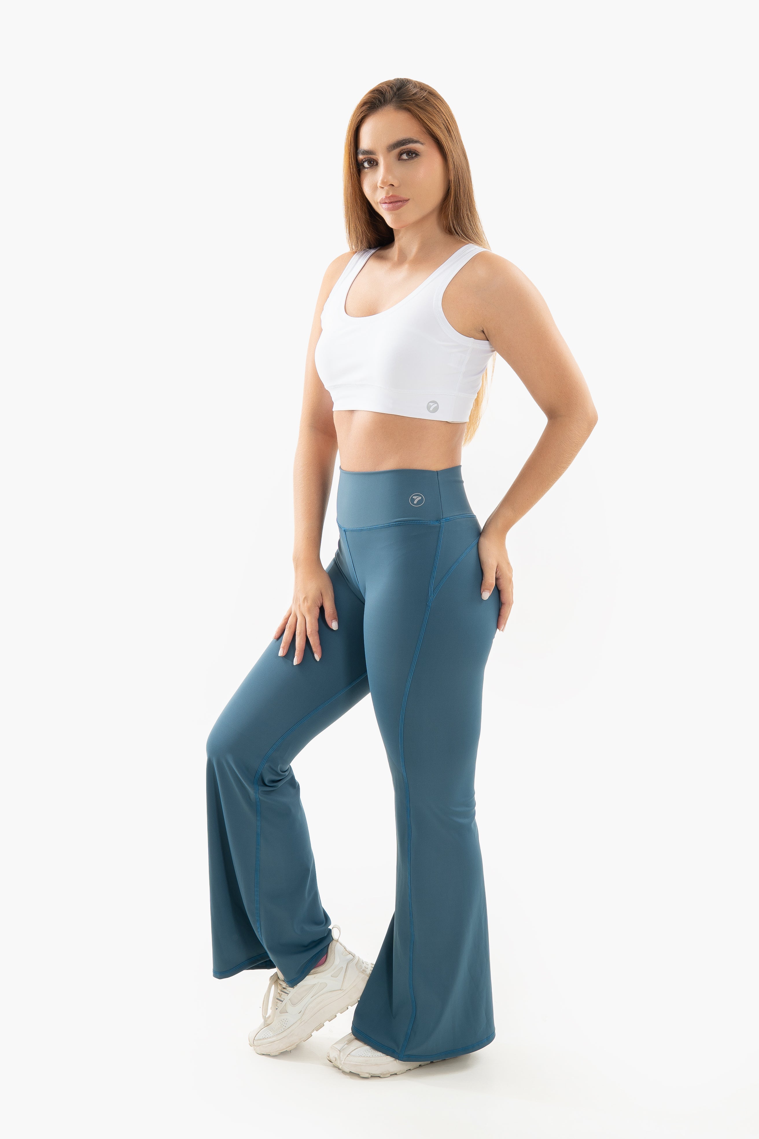 Leggins Deportivos de Mujer Bota Ancha Control- Azul petroleo