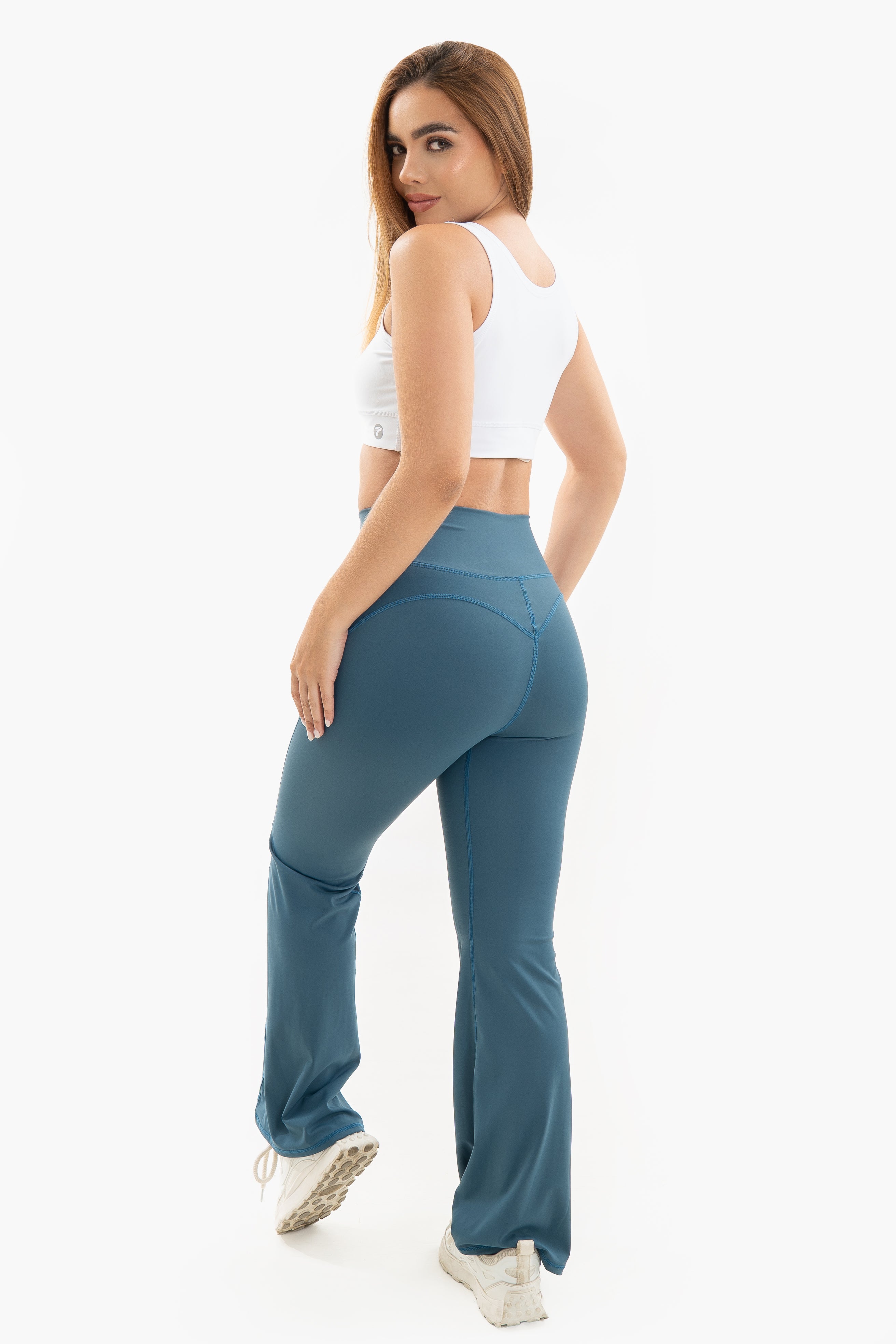 Leggins Deportivos de Mujer Bota Ancha Control- Azul petroleo