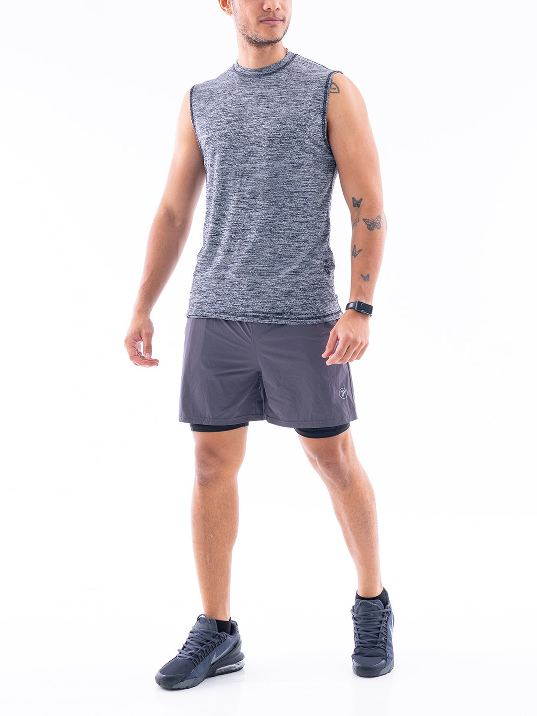 Pantaloneta NitroFit gris oscuro frente hombre TENFIT