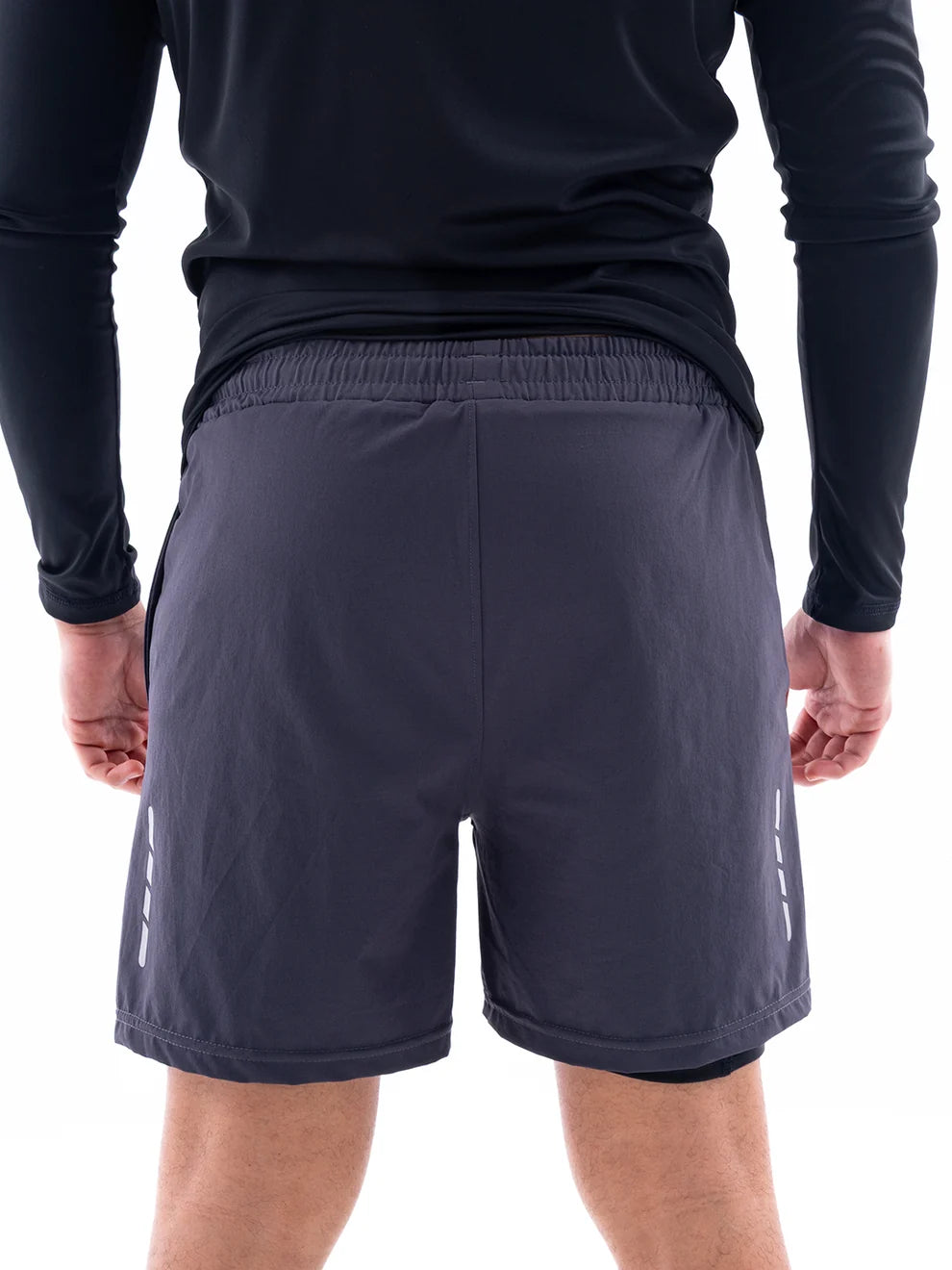 Pantaloneta Deportiva Hombre con Licra Interna NitroFit Plus Size - Gris Oscuro