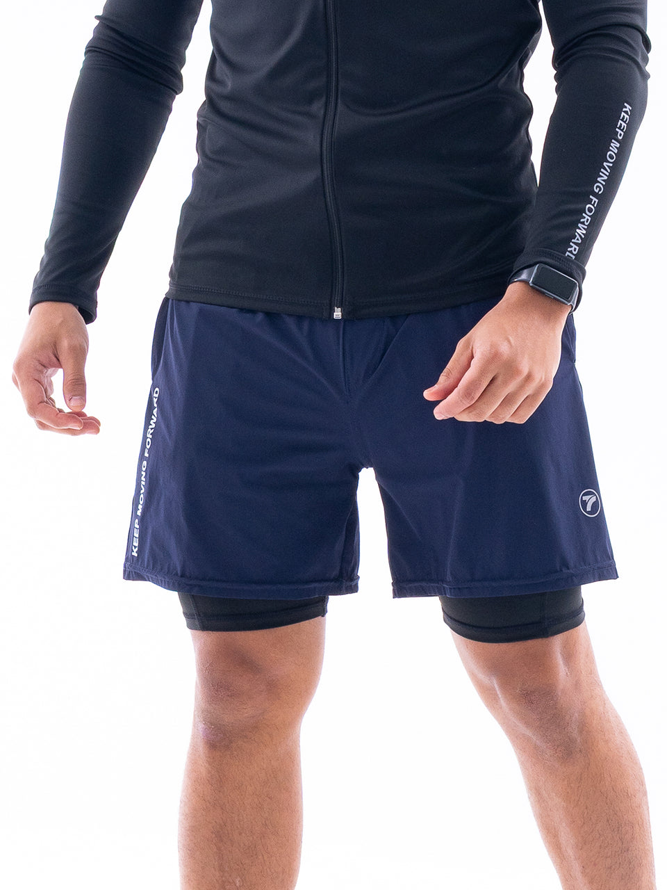 Pantaloneta Deportiva Hombre con Licra Interna NitroFit - Azul Turquí