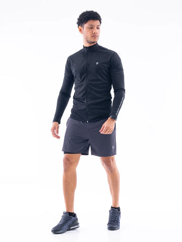Pantaloneta Deportiva Hombre con Licra Interna NitroFit Plus Size - Gris Oscuro