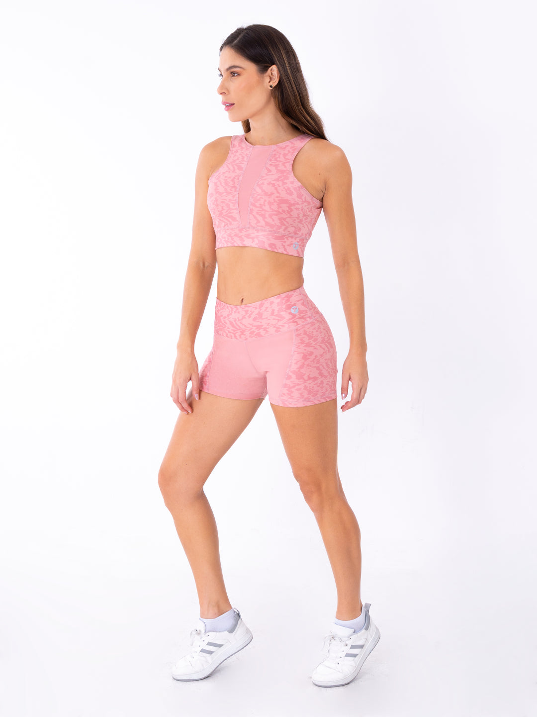 Short deportivo rosa crepé mujer TENFIT - vista frontal