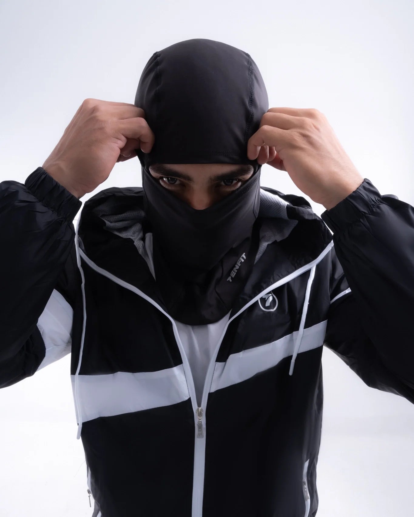 Pasamontañas negro unisex TENFIT — protección contra viento y sol para ciclismo