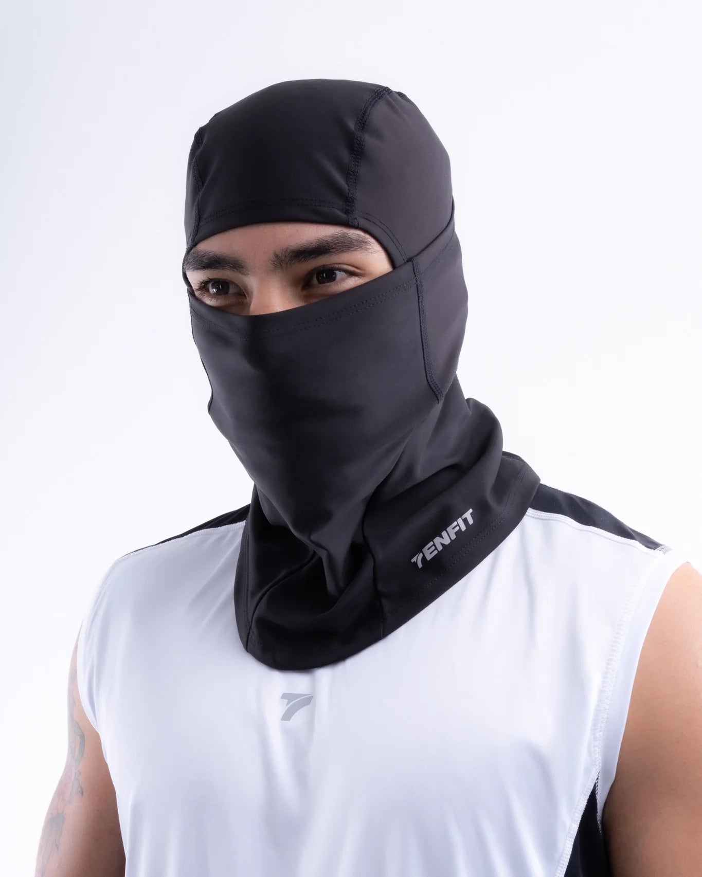 Pasamontañas deportivo negro TENFIT — accesorio transpirable unisex para running
